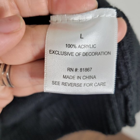 JJ Authentic Black Knit Mini Sweater Tunic Dress Shory Sleeve Sequins Keyhole L - Picture 5 of 10